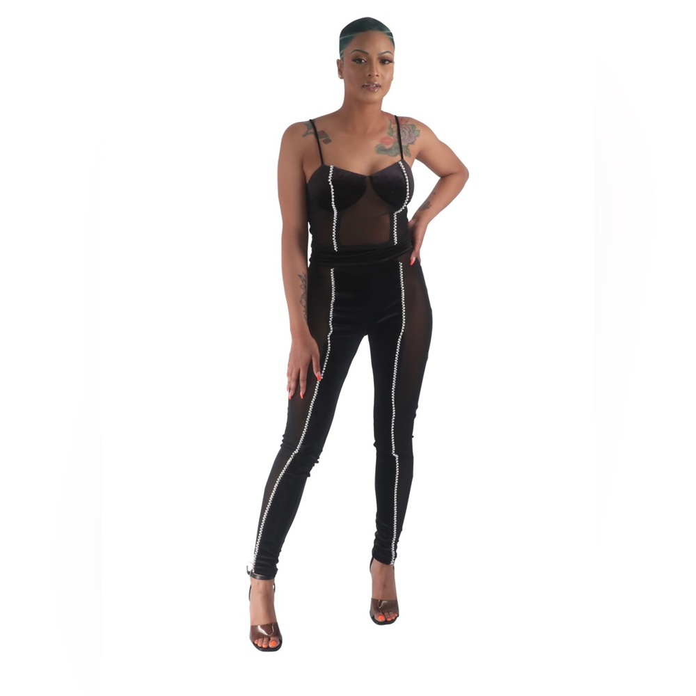 Black sheer pearl two piece set